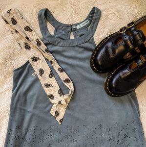 Cute! Blue Faux Suede Halter Top